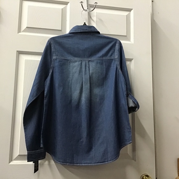 NWT denim blue blouse jacket Swarovski Crystal Aurora Borealis crunch - Picture 5 of 5